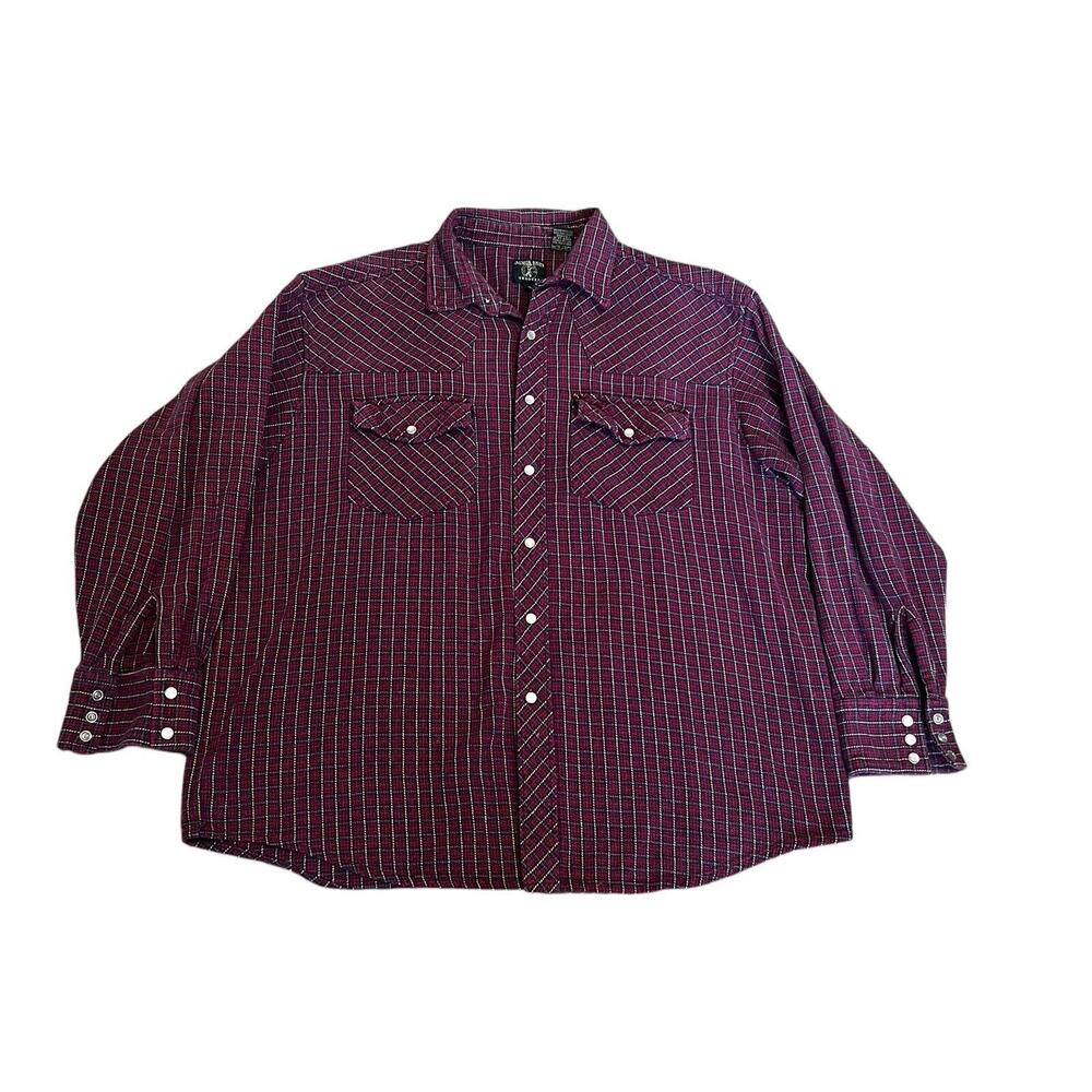 Salmon River Traders Shirt Mens XL Cotton Flannel Pearl Snap Grunge Casual